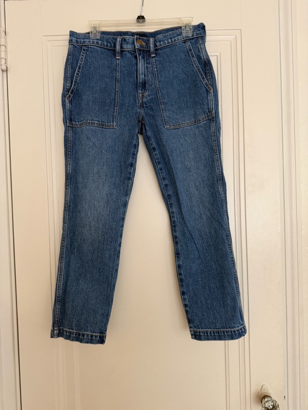 J. Crew Women's Straight-Leg Jeans in Classic Blue with Front Pockets NWOT - Picture 2 of 6